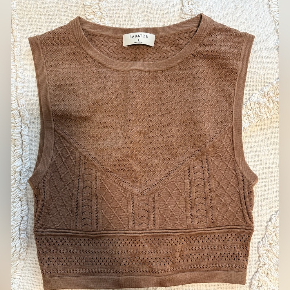 Babaton brown Pointelle Top
